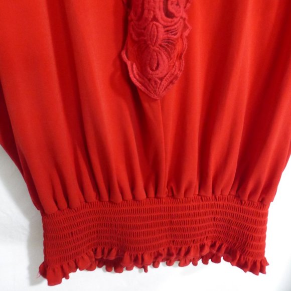 GRASS COLLECTION, s, small, red blouse, embroidered design back, BNWOT - Picture 6 of 8